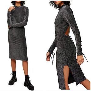 Topshop Black Silver Metallic Sparkle Party Dress - image 1